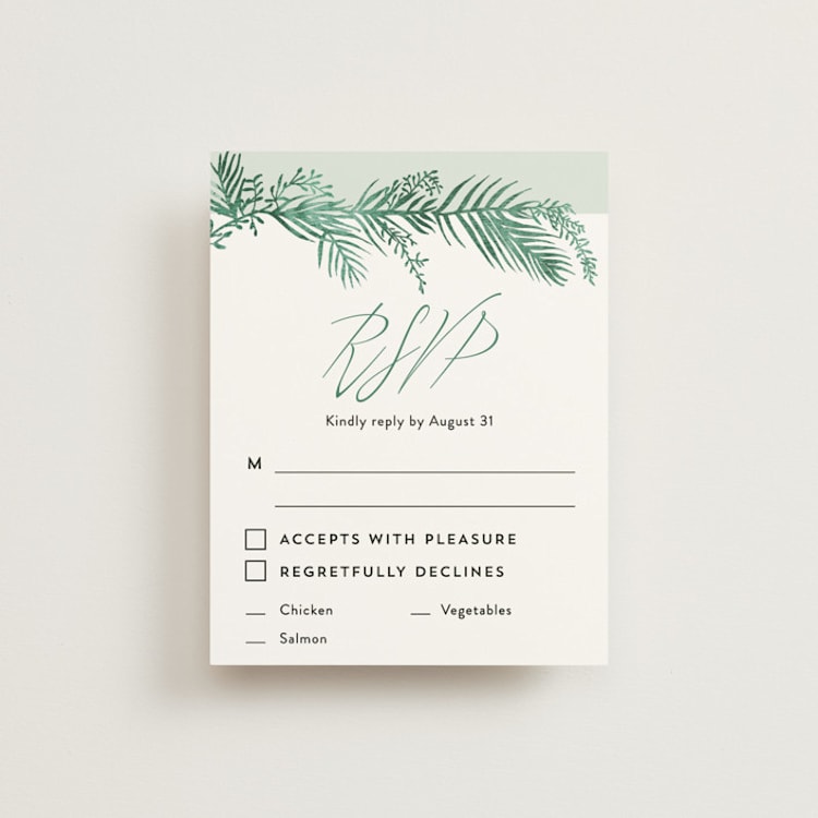 "Destination" - RSVP Cards in Palm by Pink House Press - Front