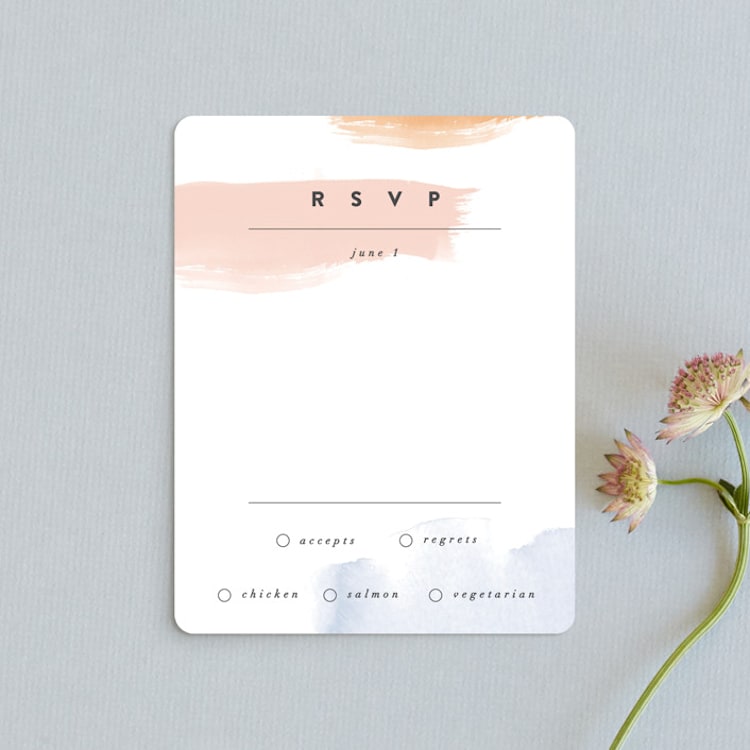 "Watercolor Wisp" - RSVP Cards in Blush by Ariel Rutland - Front