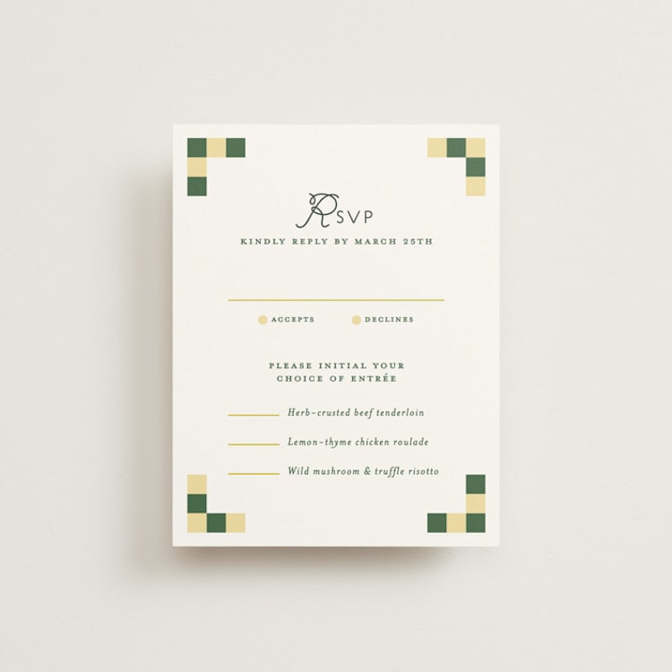 "grid" - RSVP Cards in Citrus by Angela Quan - Front