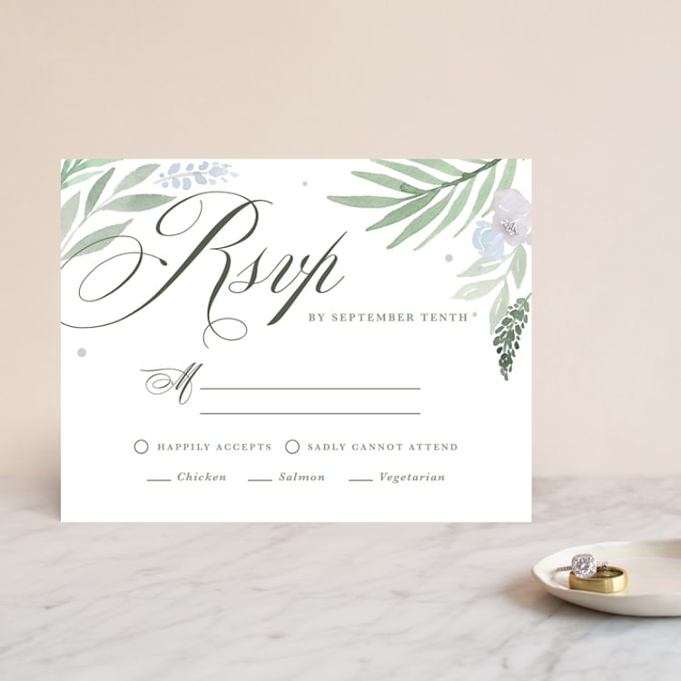 "Botanical Seal" - RSVP Cards in Pastel by Kristen Smith - Front