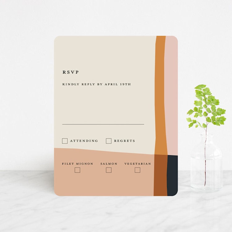 "Color Block" - RSVP Cards in Peach by Morgan Kendall - Front