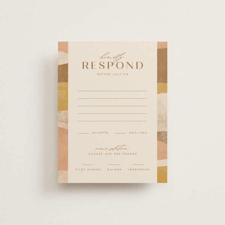 "Rustic Union" - RSVP Cards in Sunset by Michelle Taylor - Front