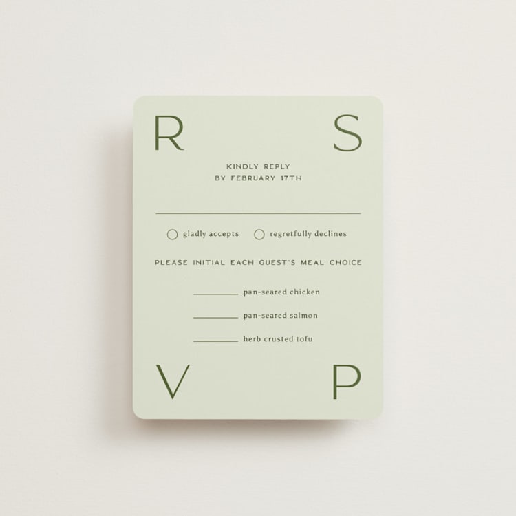 "Swoon" - RSVP Cards in Lemongrass by Sam Dubeau - Front