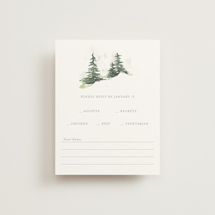 "On the Slopes" - RSVP Cards in Fog by Mere Paper - Front