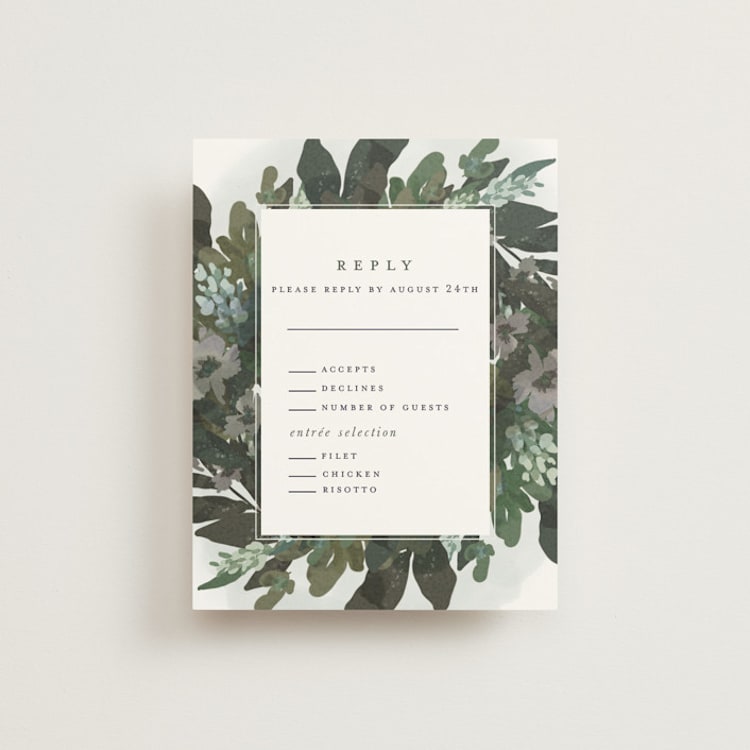 "Foliage Wreath" - RSVP Cards in Evergreen by Grace Kreinbrink - Front