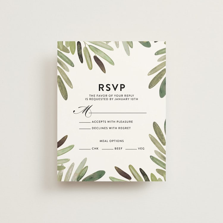 "Parting Branches" - RSVP Cards in Midnight by Haley Warner - Front