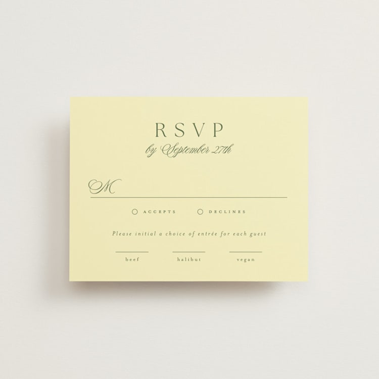 "Carlyle" - RSVP Cards in Chartreuse by Everett Paper Goods - Front