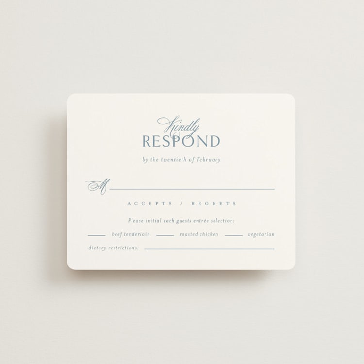 "Coastal Charm" - RSVP Cards in Dusty Blue by Jennifer Postorino - Front