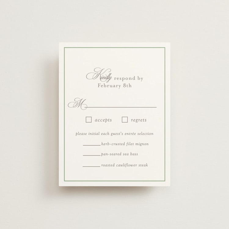 "Romantic Garden" - RSVP Cards in Mint by Melinda Denison - Front