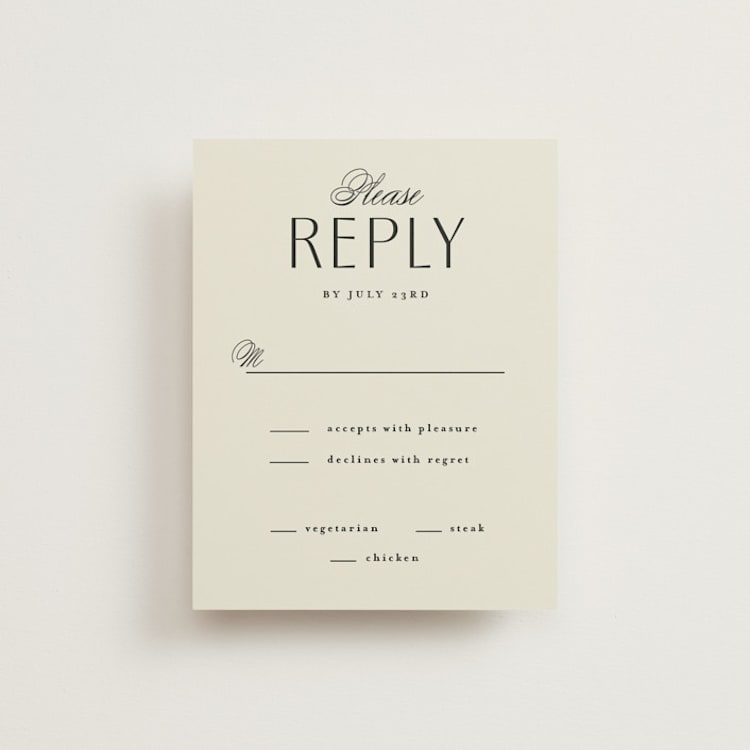 "Elegant Type" - RSVP Cards in Cream by Louise Kay - Front