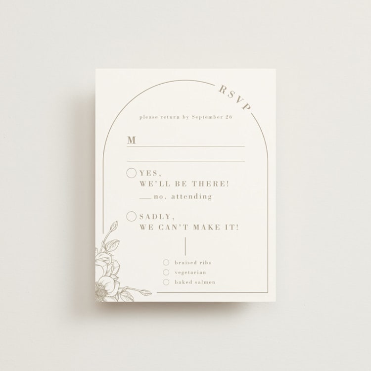 "Floral Ampersand Monogram" - RSVP Cards in Toffee by Amanda Day - Front