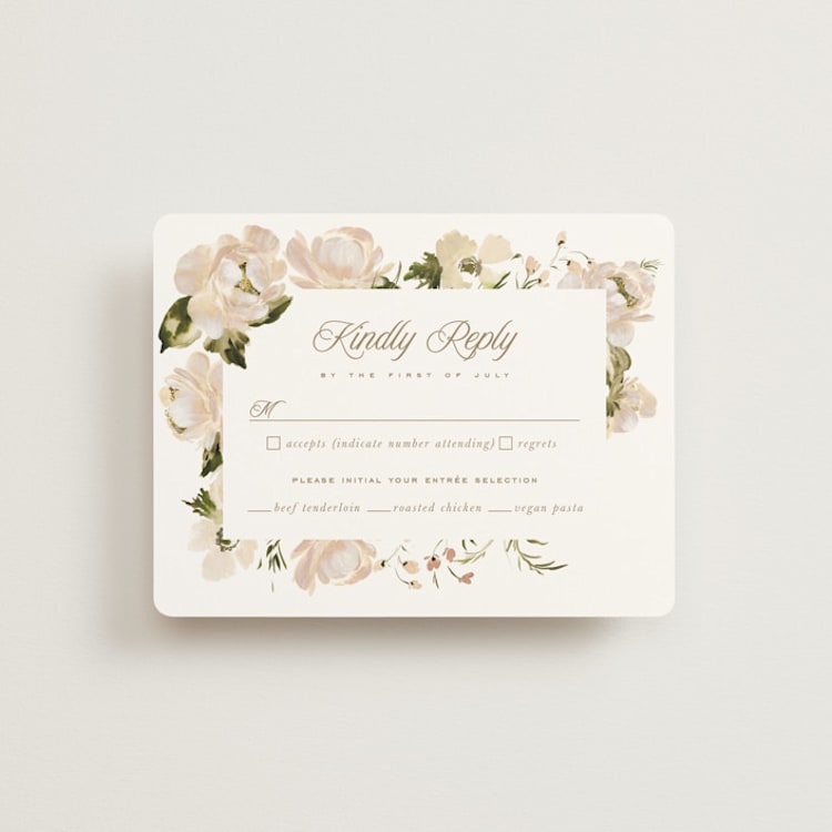 "Felicity" - RSVP Cards in Pearl by Leah Bisch - Front