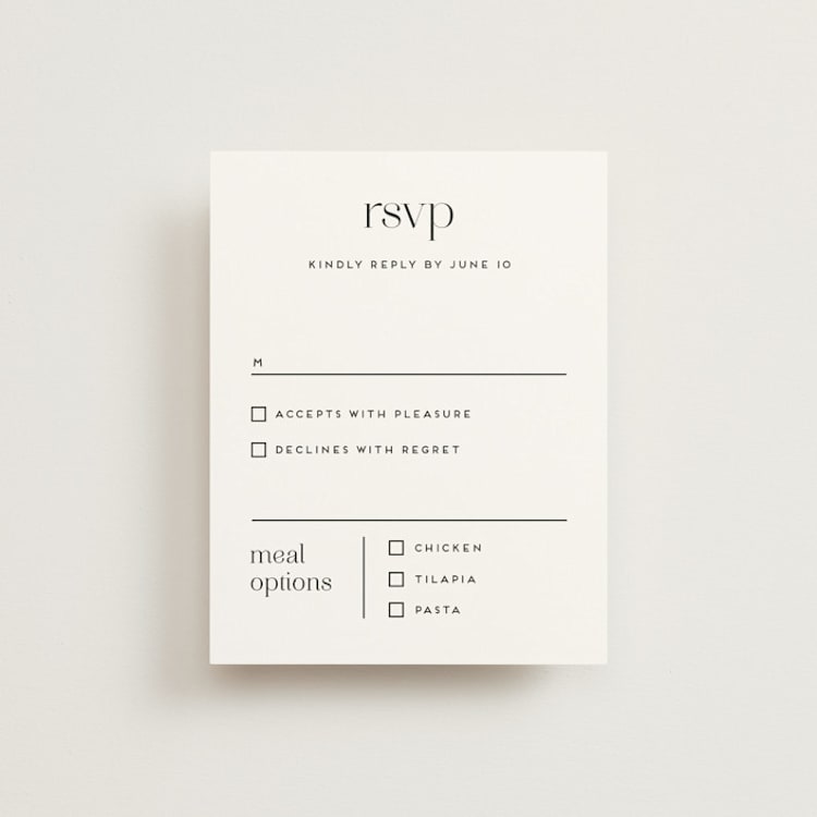 "Aligning" - RSVP Cards in Tuxedo by Genna Blackburn - Front