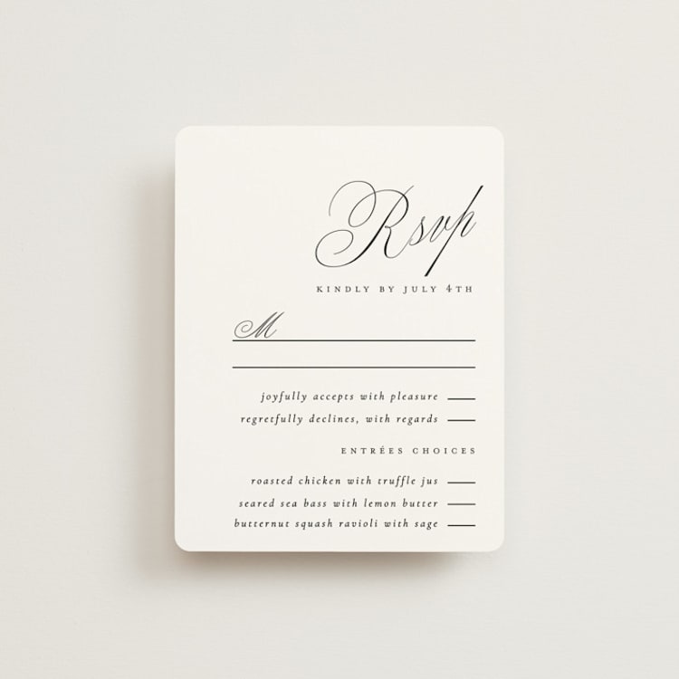 "Written with Love" - RSVP Cards in Noir Slate by Ana de Sousa - Front
