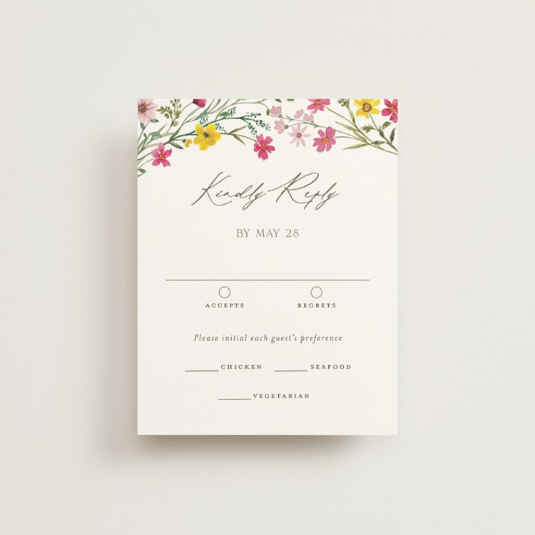 "Wildflower wreath" - RSVP Cards in Peony by Yaling Hou Suzuki - Front