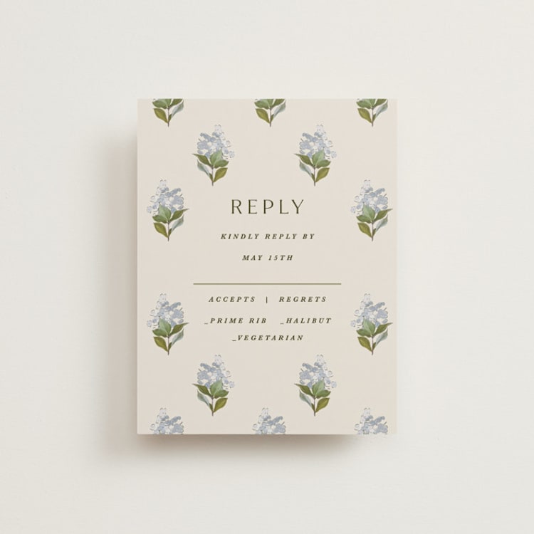 "Blockprint" - RSVP Cards in Almond by Olivia Kanaley Inman - Front