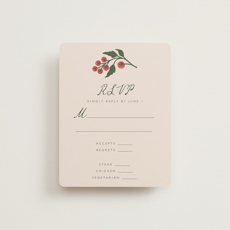 "Cherry Tomatoes" - RSVP Cards in Tomato by Katharine Watson - Front