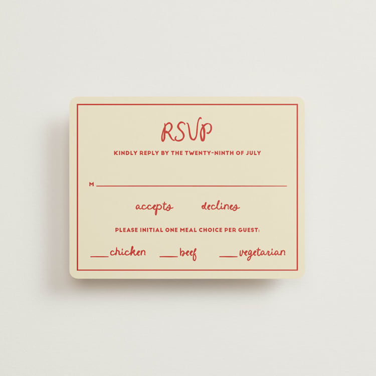 "Big Heart Wedding" - RSVP Cards in Cherry by Ani Somi - Front