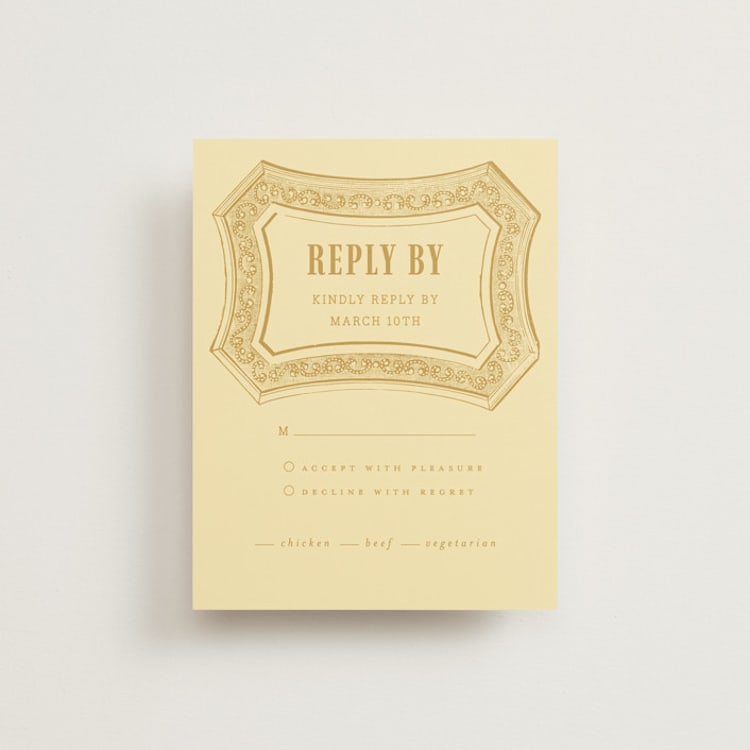 "Vintage Label" - RSVP Cards in Butter by Nazia Hyder - Front