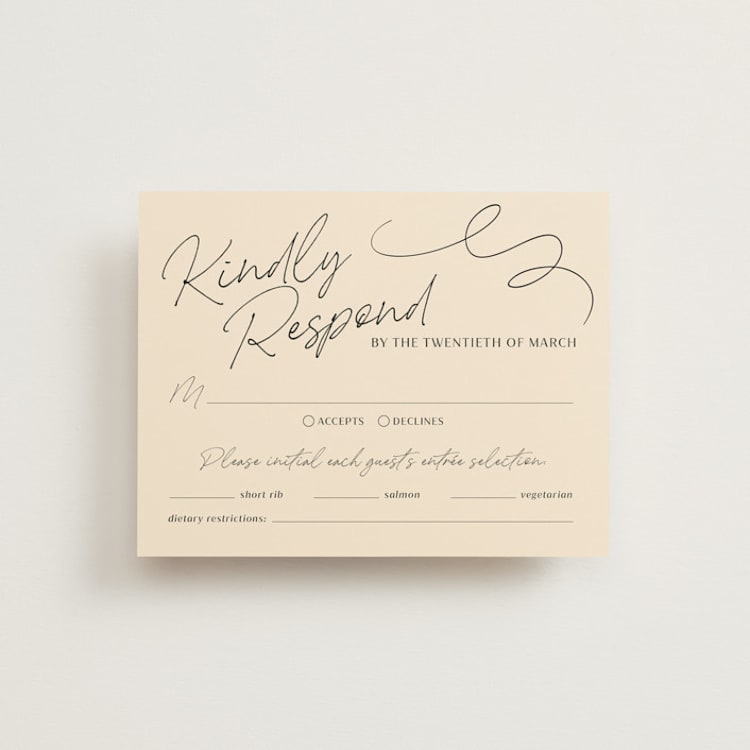 "French Whimsy Script" - RSVP Cards in Champagne by Wallace Design Co. - Front