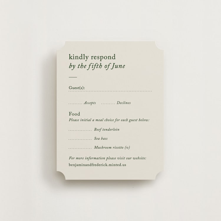 "Editorial" - RSVP Cards in Forest by Bethan - Front