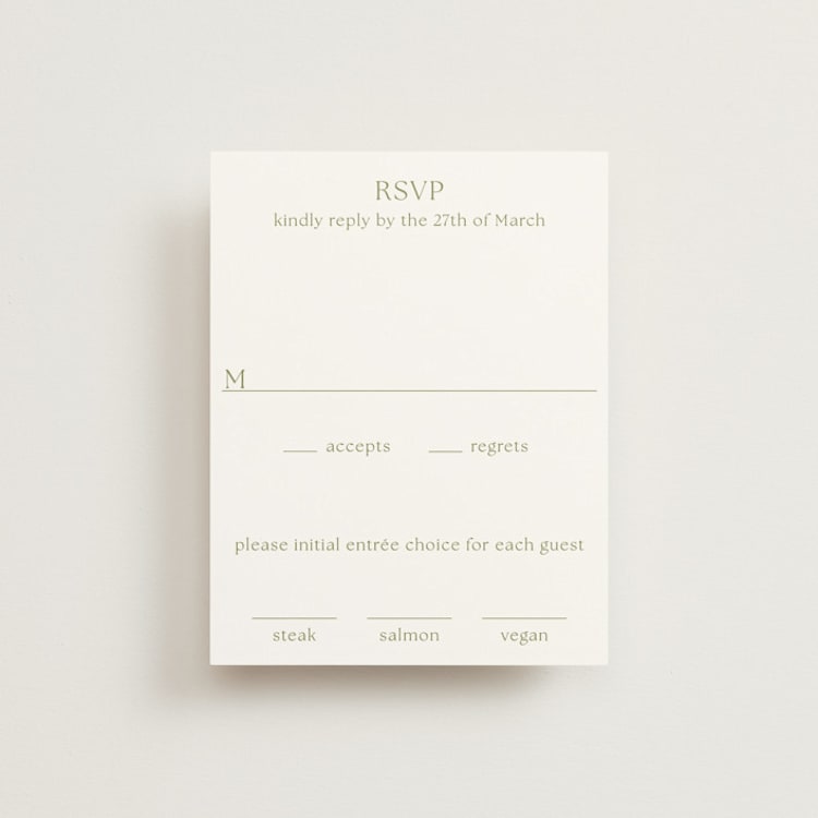 "Perriand" - RSVP Cards in Moss by Megan Davis - Front