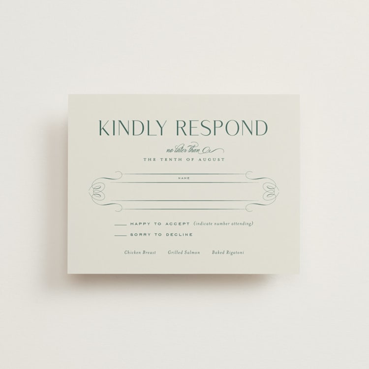 "Chantilly" - RSVP Cards in Emerald by Kimberly Morgan - Front