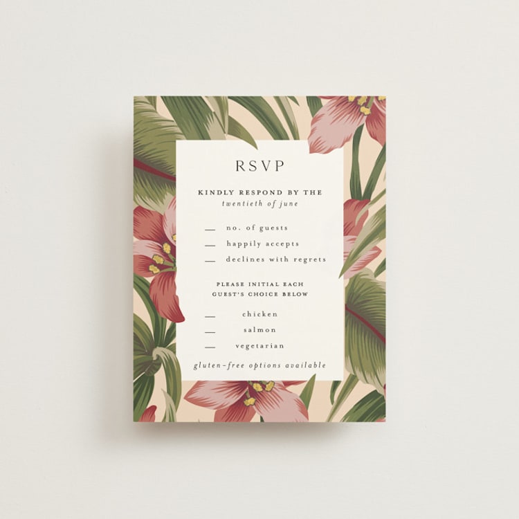 "Tropical Flowers" - RSVP Cards in Sunrise by Jennifer Holbrook - Front