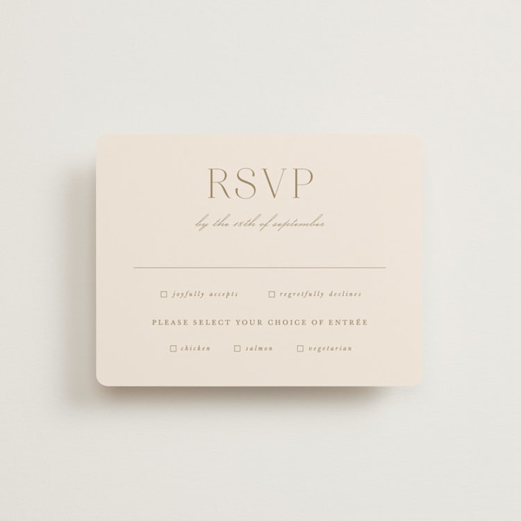 "Understated Elegance" - RSVP Cards in Buttercream by Brandy Folse - Front