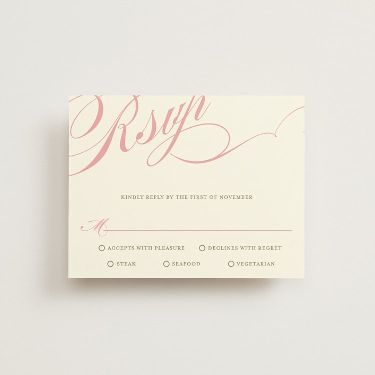 "Winter Flourish" - RSVP Cards in Petal Pink by Annie Clark - Front