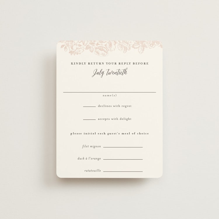 "French Roses" - RSVP Cards in Blush by 2birdstone - Front
