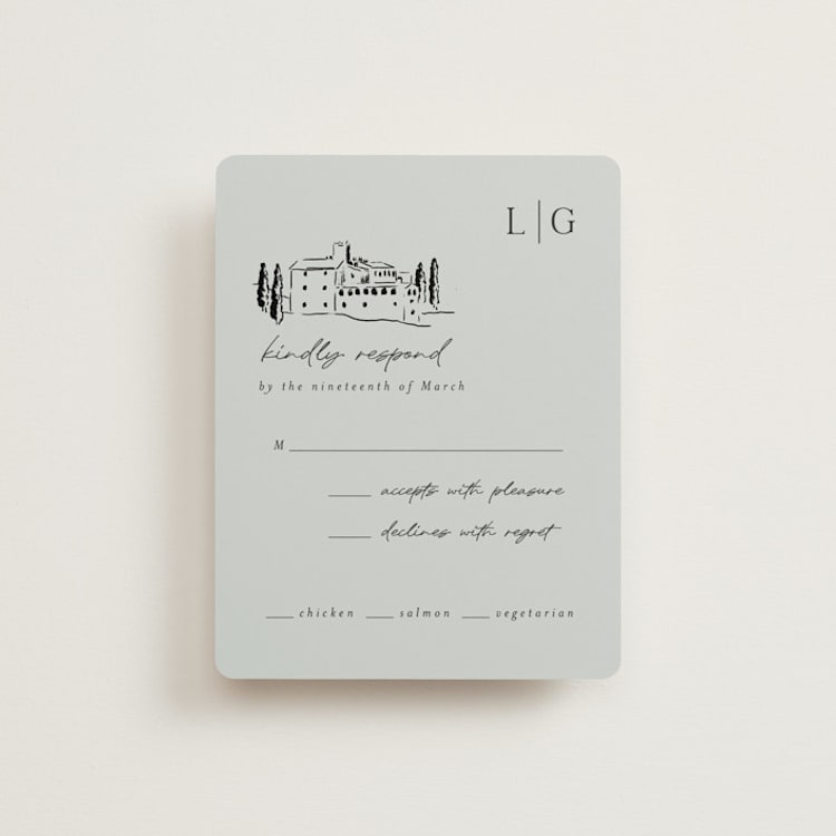 "Countryside Villa" - RSVP Cards in Noir by Shiny Penny Studio - Front