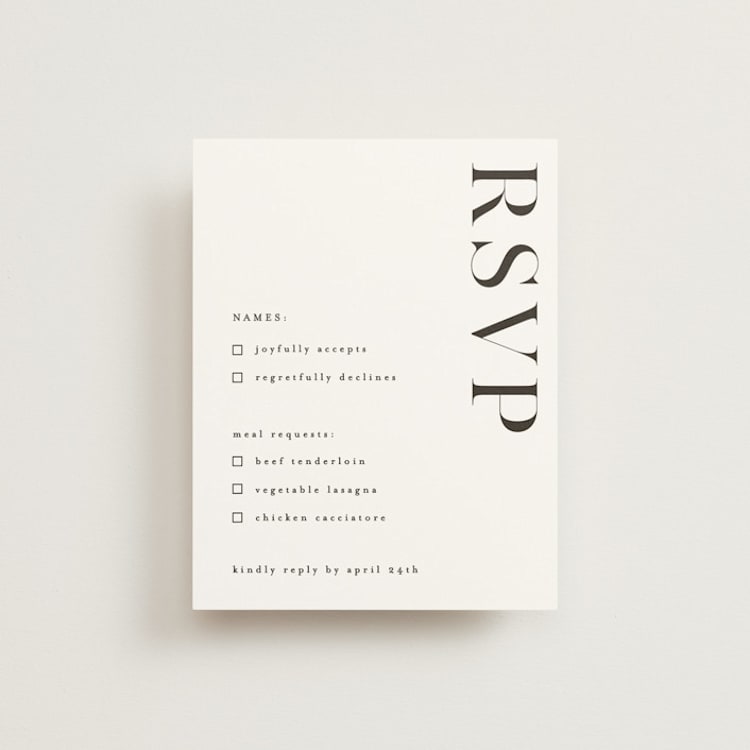 "Show" - RSVP Cards in Dove Gray by Up Up Creative - Front