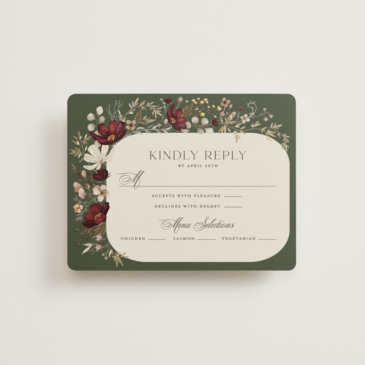 "fleur sauvage" - RSVP Cards in Vert by Erin Deegan - Front
