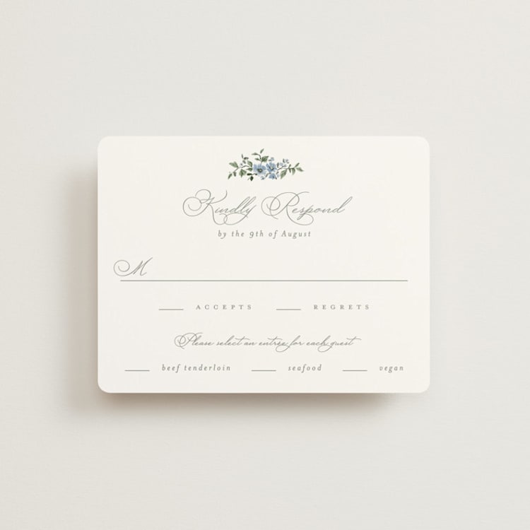 "Foliage Crest" - RSVP Cards in Sky by Everett Paper Goods - Front