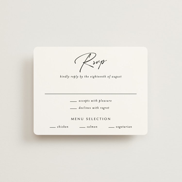 "Belle Romance" - RSVP Cards in Onyx by Katherine Moynagh - Front