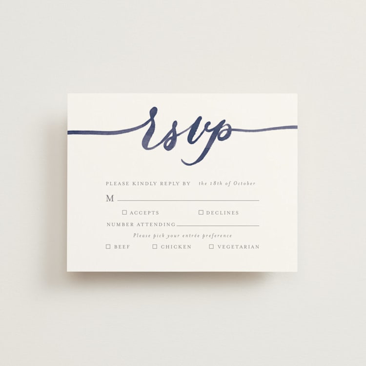 "Love" - RSVP Cards in Navy by Shannon Chen of Four Wet Feet Studio - Front