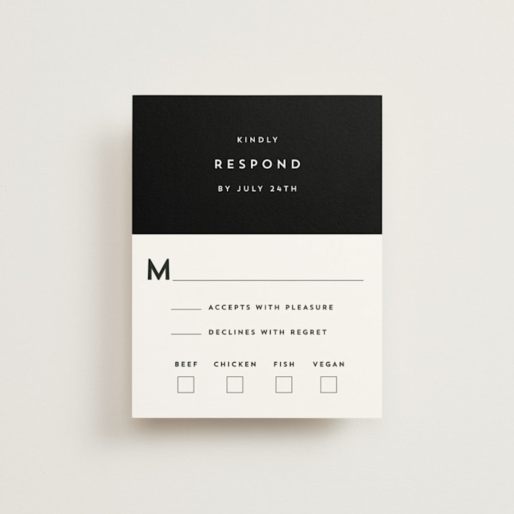 "Elan" - RSVP Cards in Tuxedo by Griffinbell Paper Co. - Front