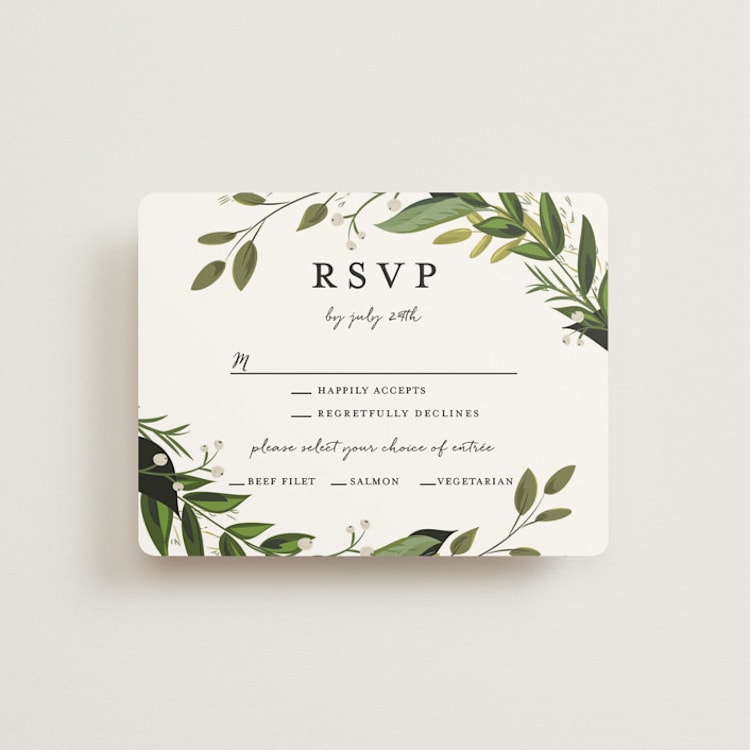 "Vines of Green" - RSVP Cards in Fern by Susan Moyal - Front