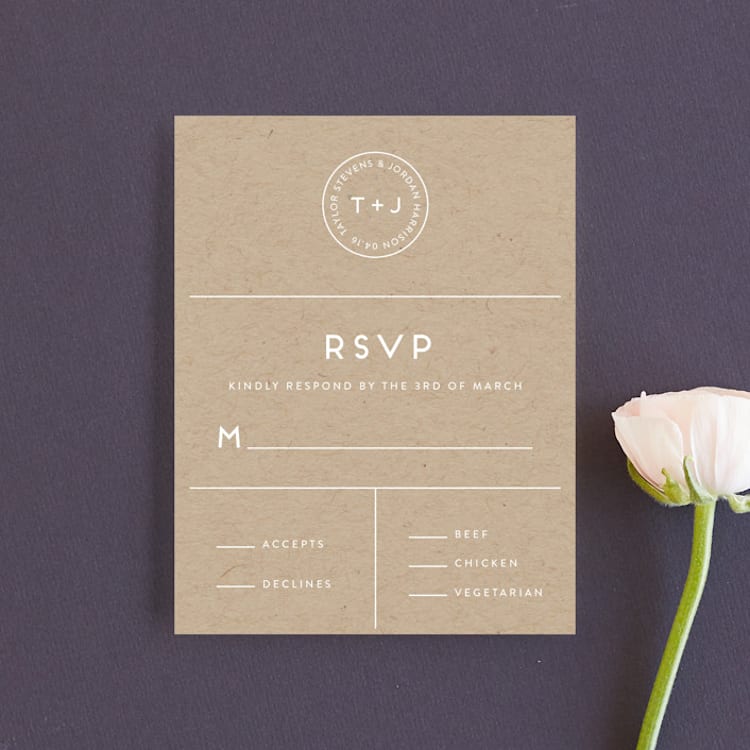 "Modern Stamp" - RSVP Cards in Kraft by seulghi - Front