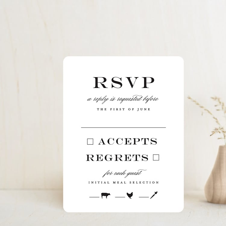 "Downtown" - RSVP Cards in Onyx by Lauren Chism - Front