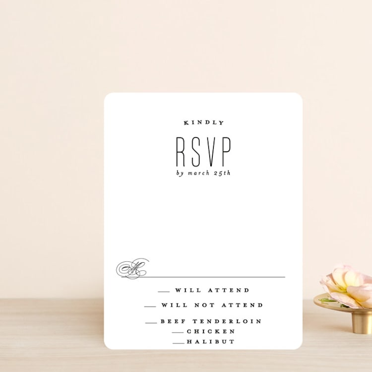 "Scripted Ampersand" - RSVP Cards in Midnight by Roxy Cervantes - Front