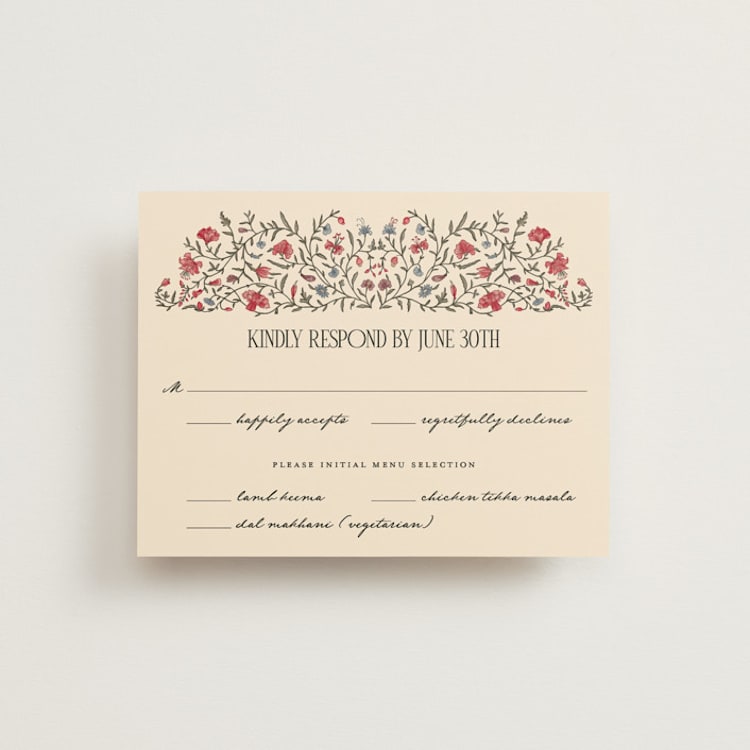 "Tapestry" - RSVP Cards in Almond by Jenna Holcomb - Front