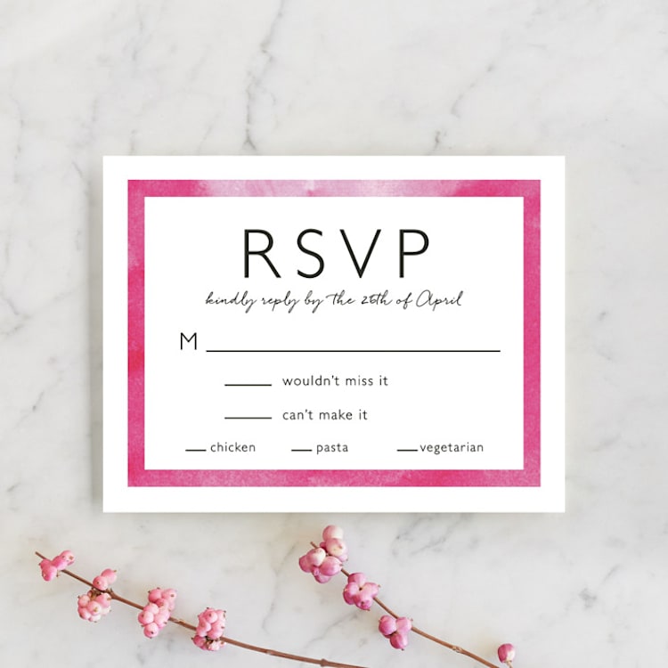"Skyline San Francisco" - RSVP Cards in Magenta by Laura Condouris - Front