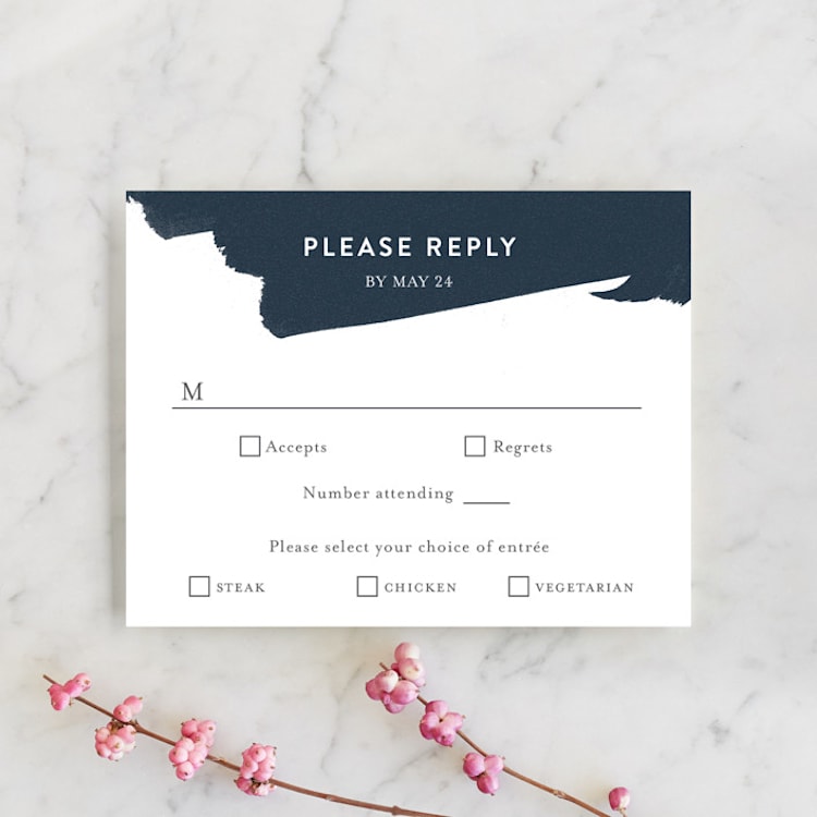 "Modern Brush" - RSVP Cards in Steel Blue by Lisa Guerrero - Front