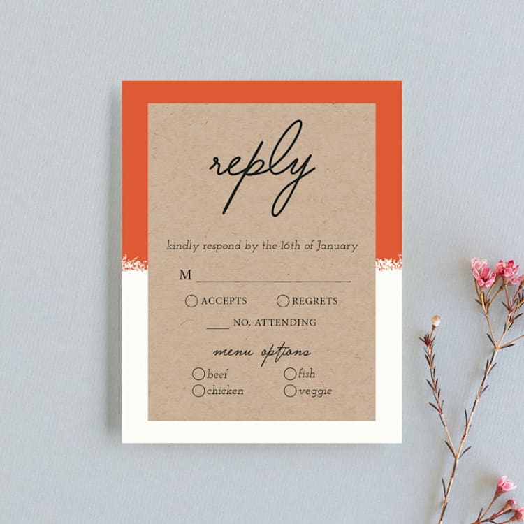 "Joyfully Ever After" - RSVP Cards in Tangerine by Faith Harlow - Front
