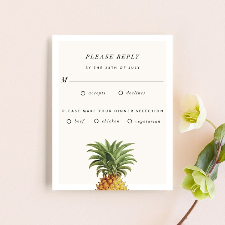 "Party in Paradise" - RSVP Cards in Pineapple by Erin Hodges - Front
