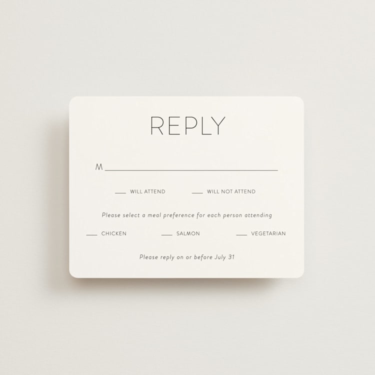 "Forever And" - RSVP Cards in Black Tie by Kim Dietrich Elam - Front