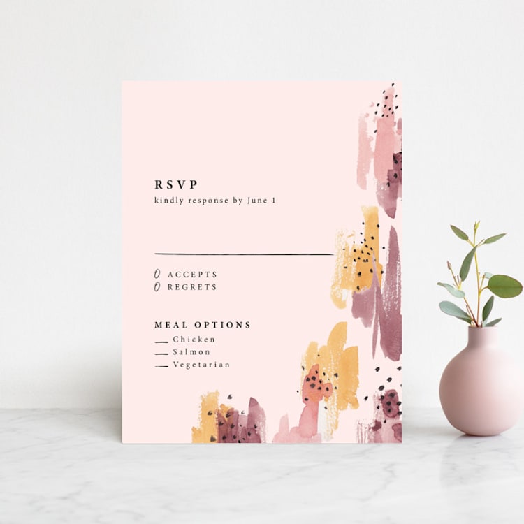 "Mod Brush" - RSVP Cards in Blush by Lisa Fee Paura - Front