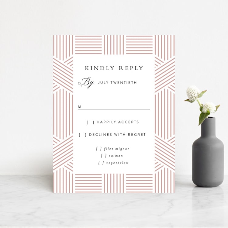 "Tara" - RSVP Cards in Blush by Kampai Designs - Front